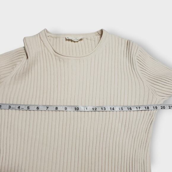 Everlane The Cotton Rib Crew Sweater Organic Ivory Cream Sz L Minimalist Neutral - Picture 8 of 12